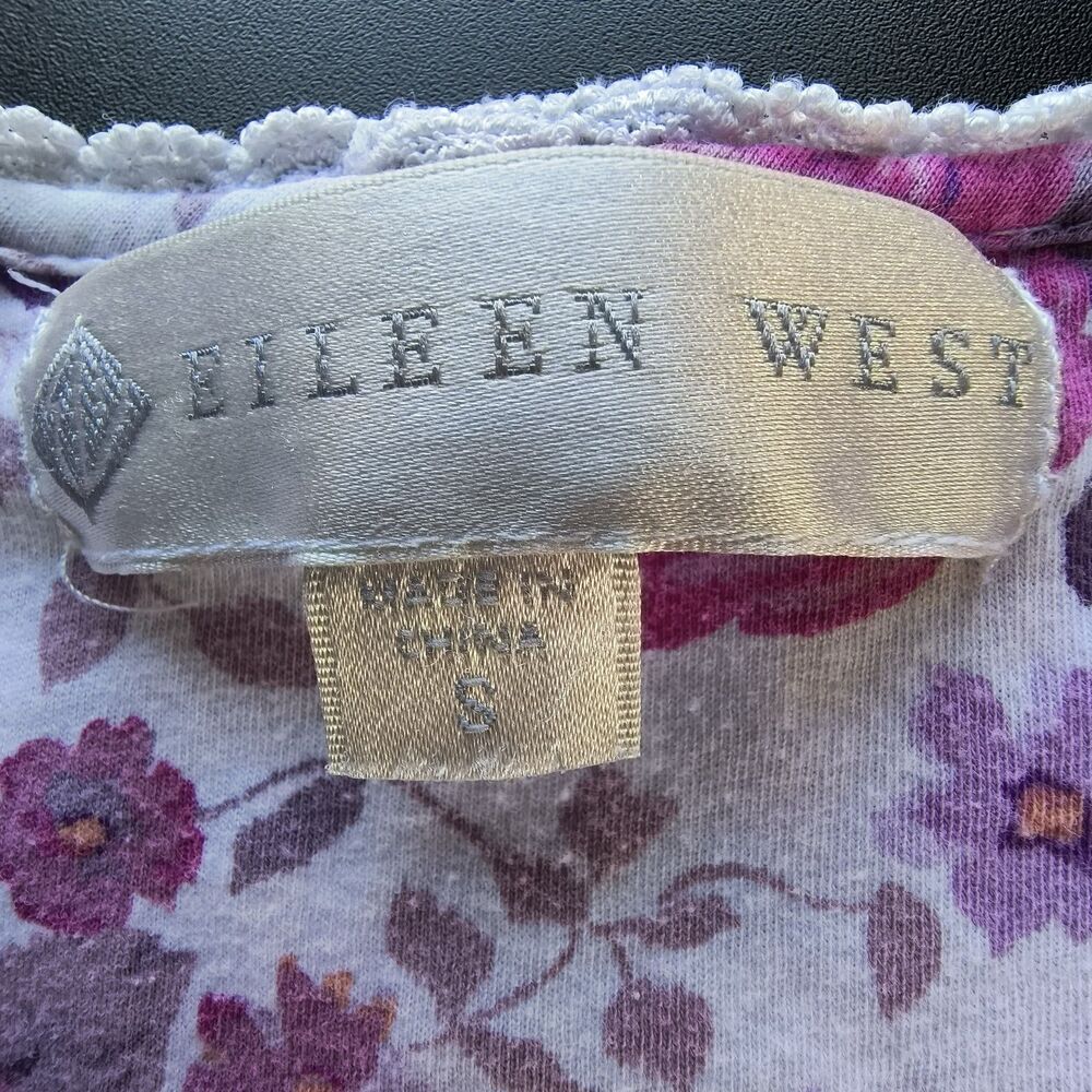 Eileen West Nightgown S Pink Purple White Floral Lace Cotton Dainty Cottagecore - Picture 12 of 15